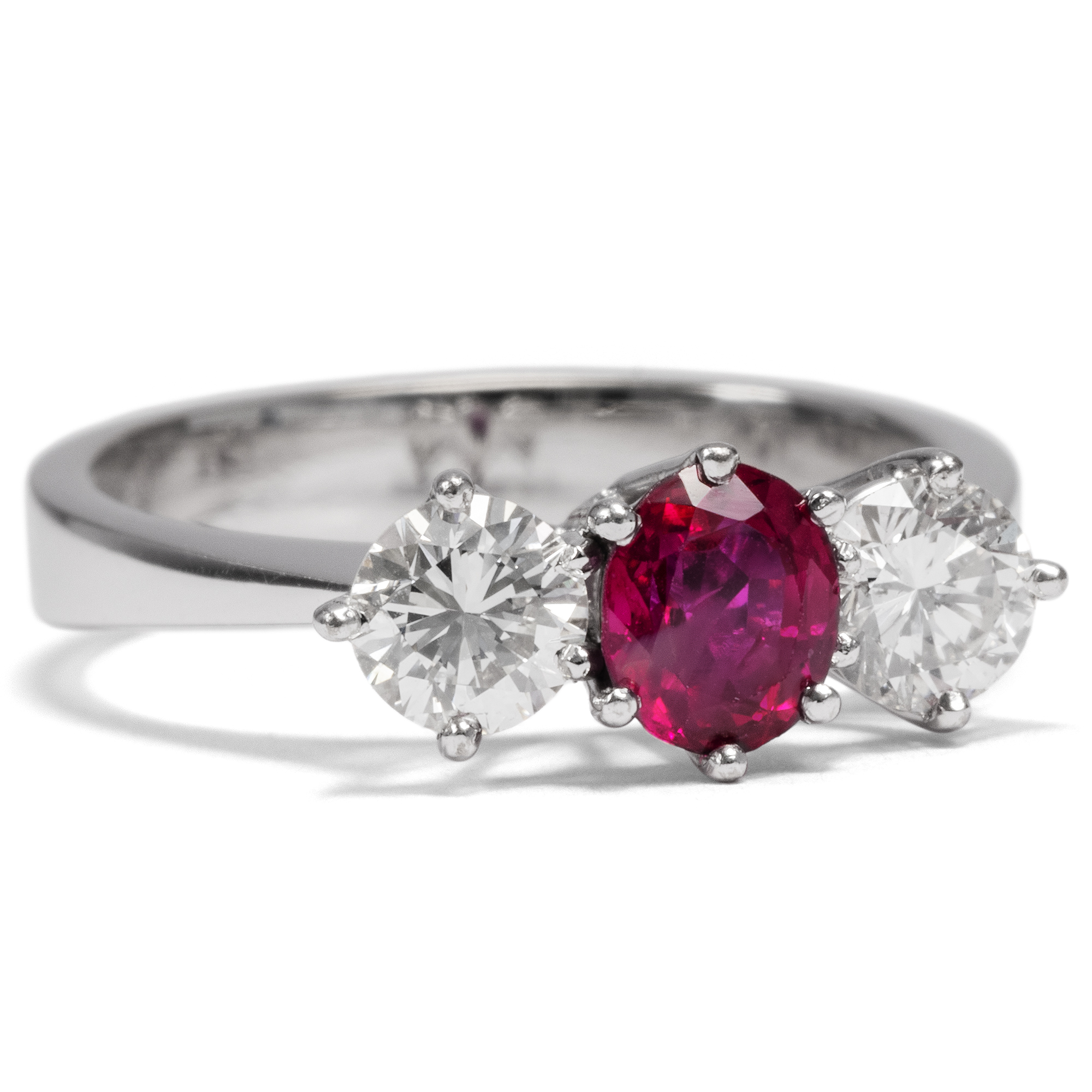 Precious Vintage Ring With Untreated Burma Ruby & Diamonds, ca. 1970