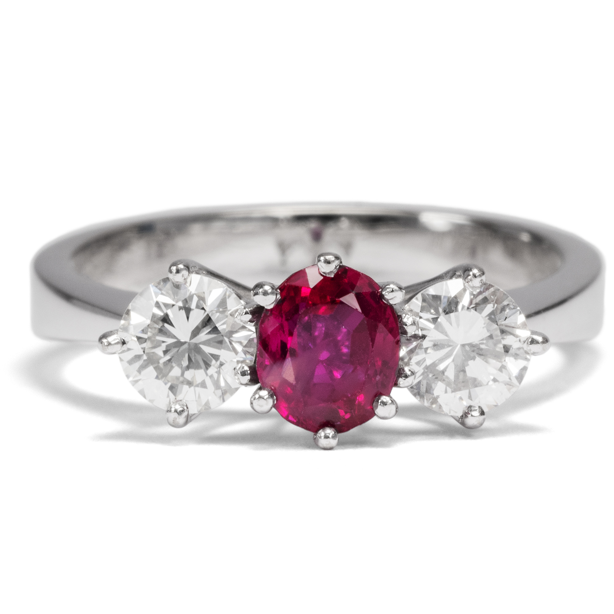 Precious Vintage Ring With Untreated Burma Ruby & Diamonds, ca. 1970