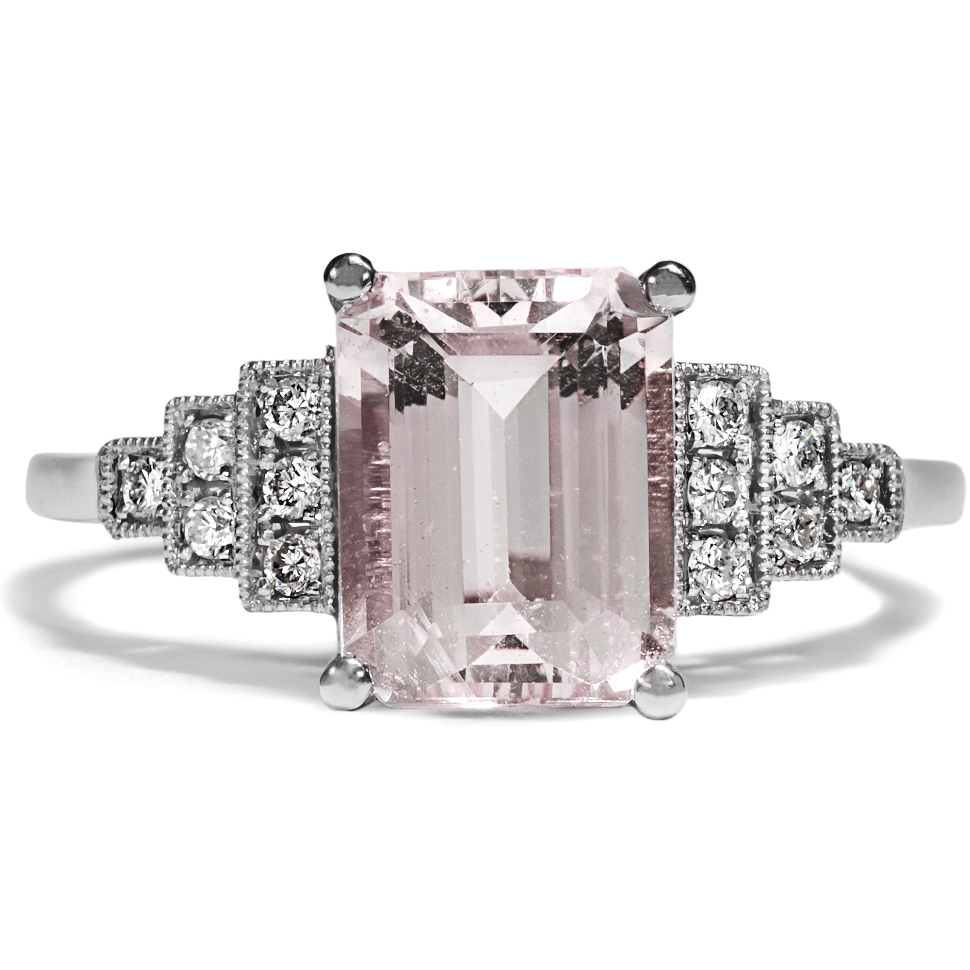 Elegant Platinum Ring With Morganite & Diamonds From Our Workshop