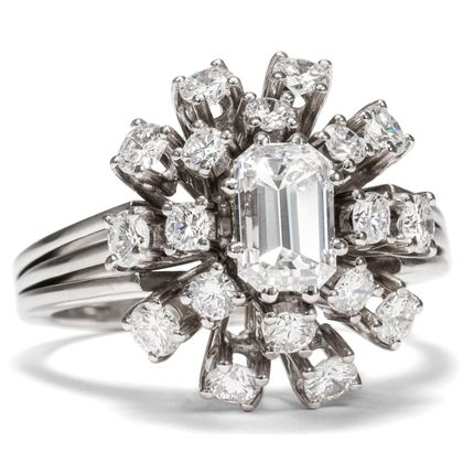 Kostbarer vintage Ring mit 2,14 ct Top Wesselton Diamanten in Weißgold, um 1970 Kostbarer vintage Ring mit 2,14 ct Top Wesselton Diamanten in Weißgold, um 1970