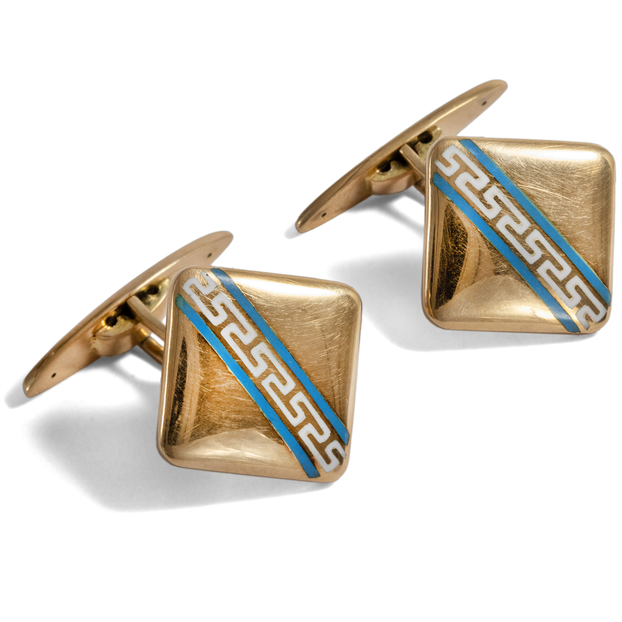 Elegant Antique Gold & Enamel Cufflinks, ca. 1910