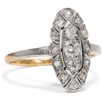 Eleganter Diamantring des Art Déco in Gold & Platin, um 1930 Eleganter Diamantring des Art Déco in Gold & Platin, um 1930