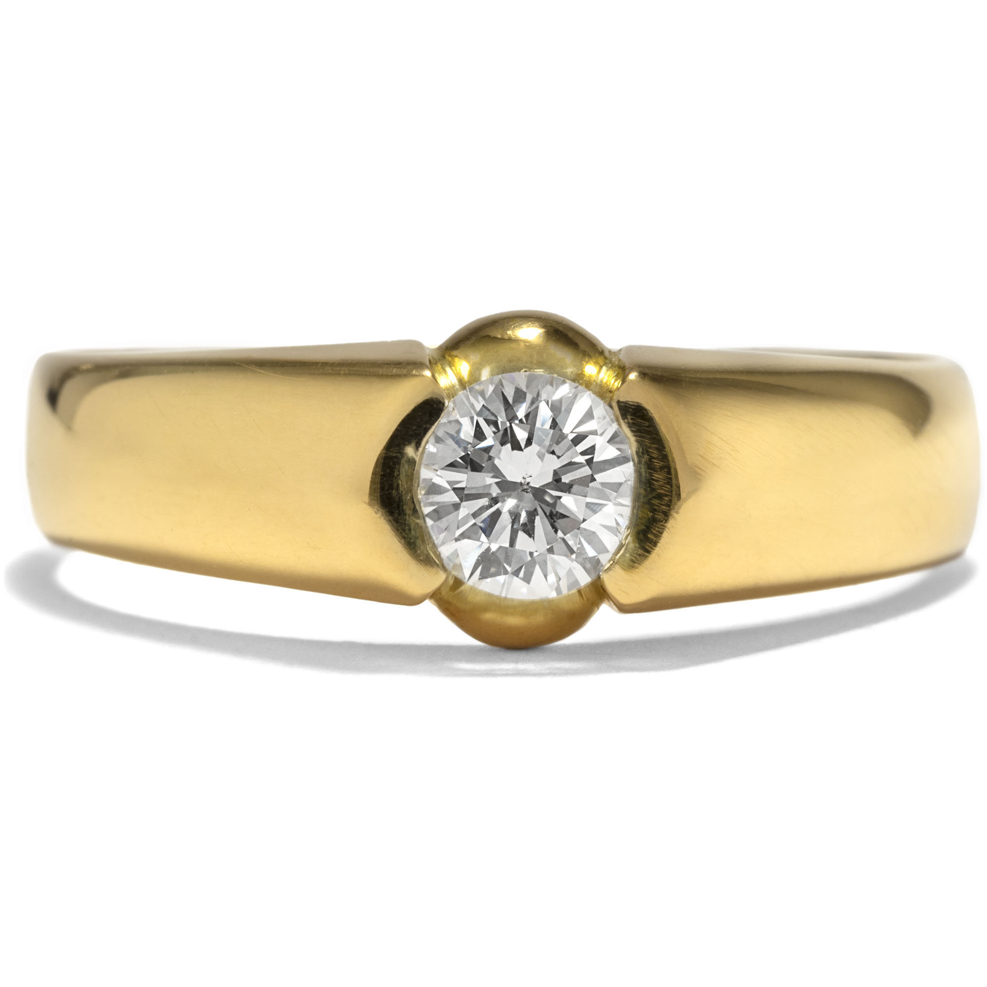 Vintage Unisex-Bandring aus Gold mit 0,54ct Diamant-Solitär, Italien 1994 Vintage Unisex-Bandring aus Gold mit 0,54ct Diamant-Solitär, Italien 1994