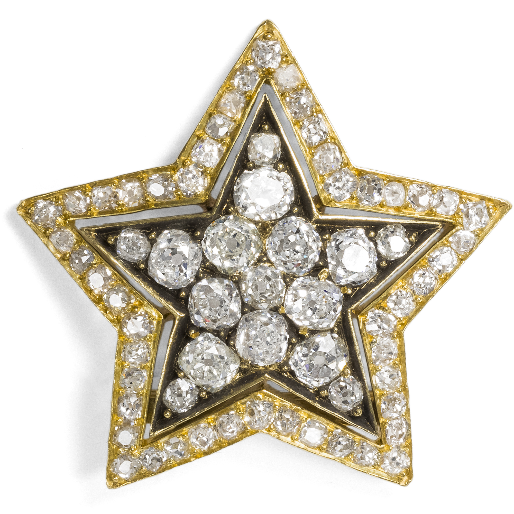 Antique Diamond Star With 7.18 ct Old European Cut Diamonds as Scarf Clip/Scarf Holder, ca. 1880