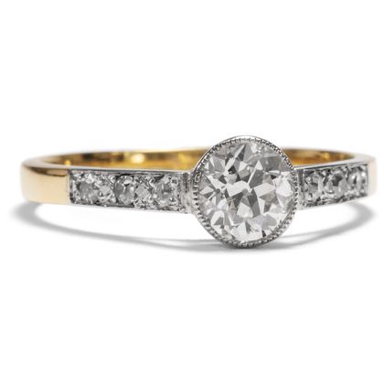 Antiker 0,65 ct Altschliff-Diamant Solitär Ring in Gold & Platin, um 1920/2021 Antiker 0,65 ct Altschliff-Diamant Solitär Ring in Gold & Platin, um 1920/2021