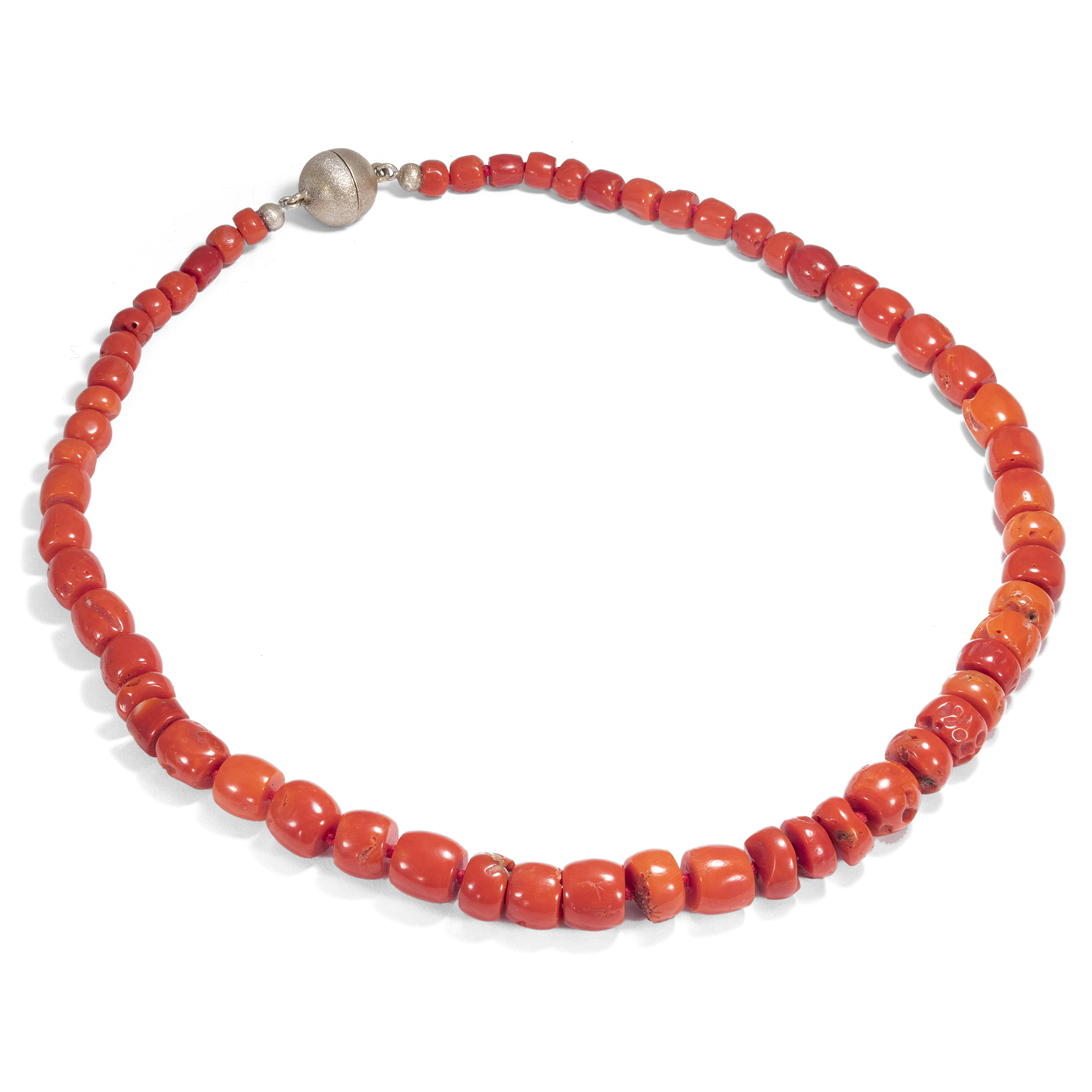 Decorative Necklace of Red Sardegna Coral With Natural Features, Italy ca. 1995