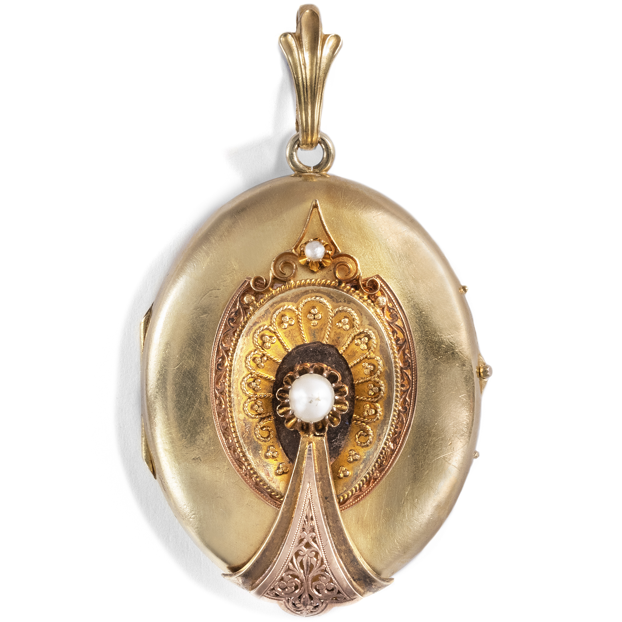 Large Gold Locket From Historicism With Pearls, ca. 1880