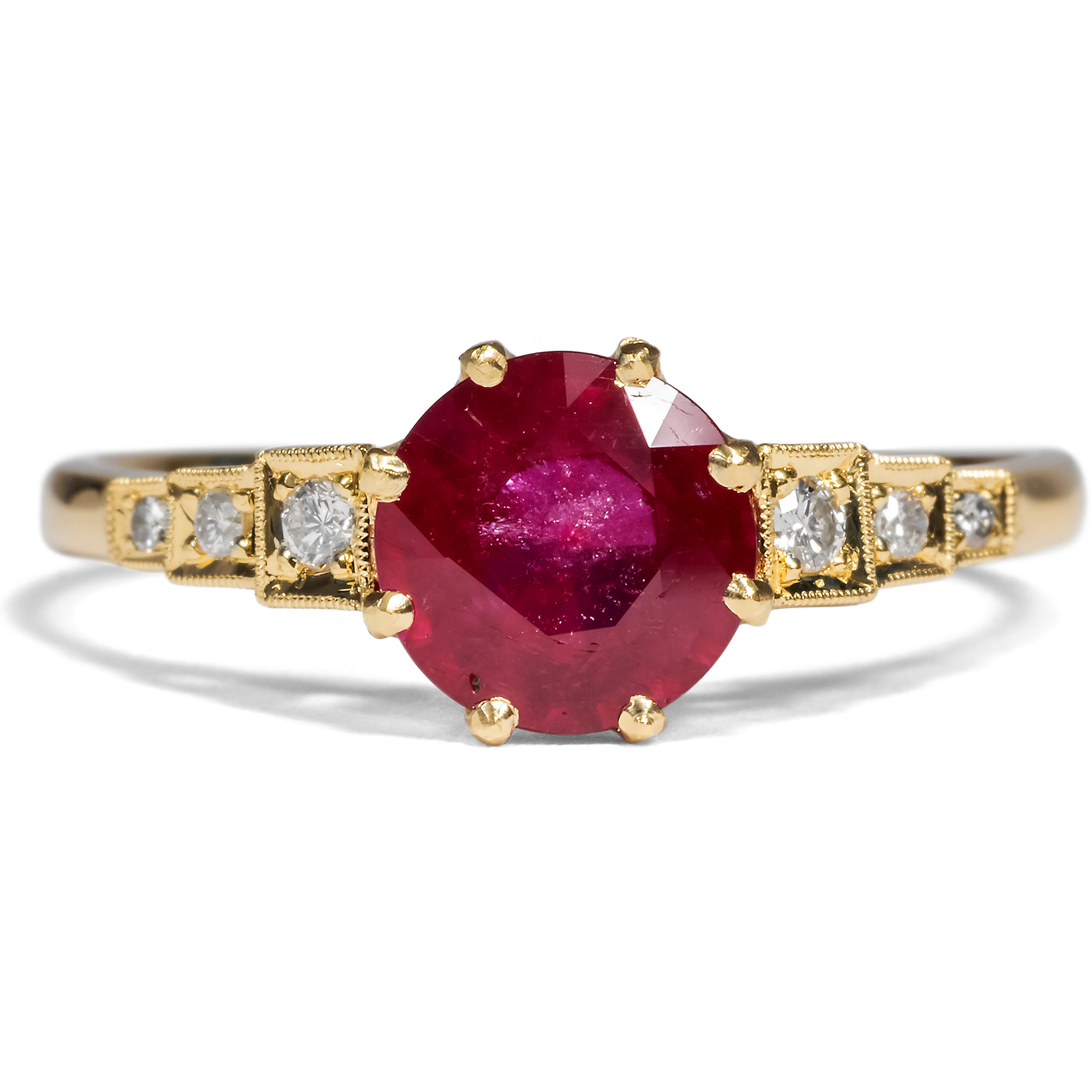 Unworn Ring with Ruby & Diamonds set in Gold from our Workshop