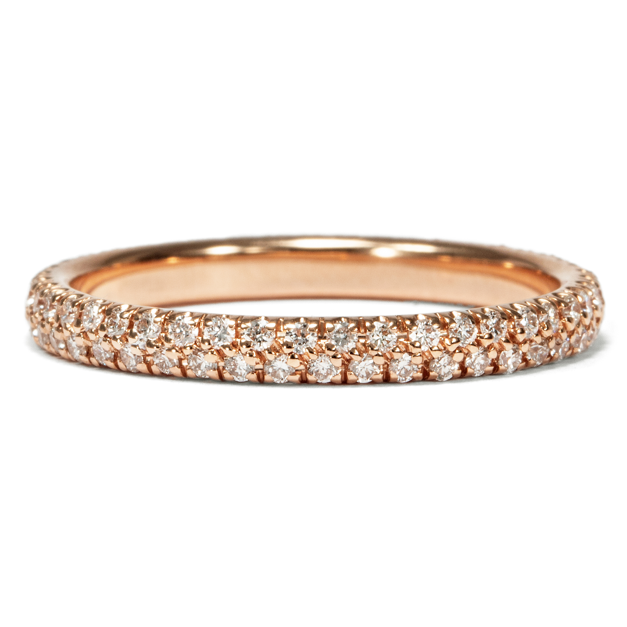 Ungetragener Memory-Ring mit zwei Reihen Brillanten in Roségold