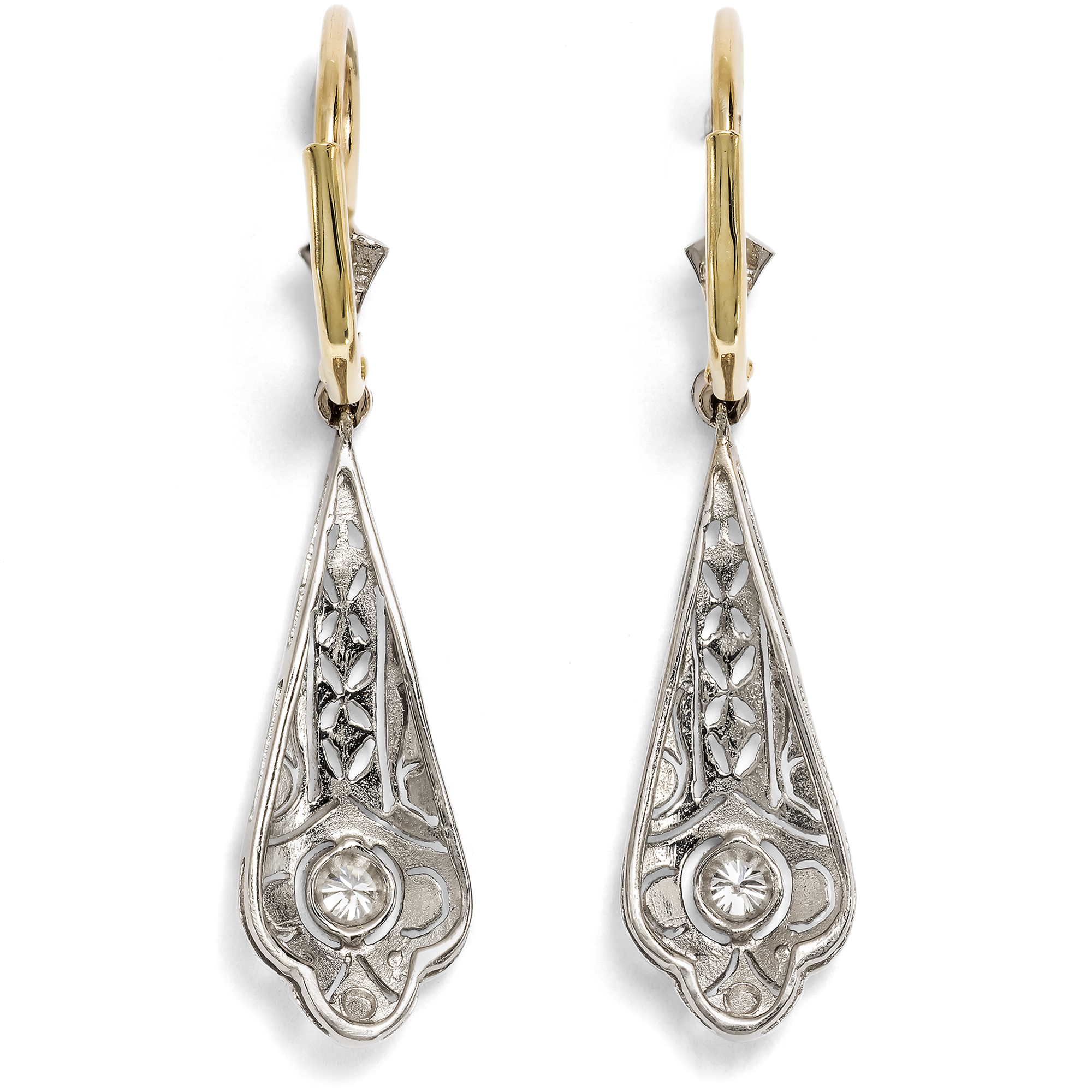 Unworn Art Deco Style Earrings with Diamonds in White Gold, from Our Workshop Unworn Art Deco Style Earrings with Diamonds in White Gold, from Our Workshop