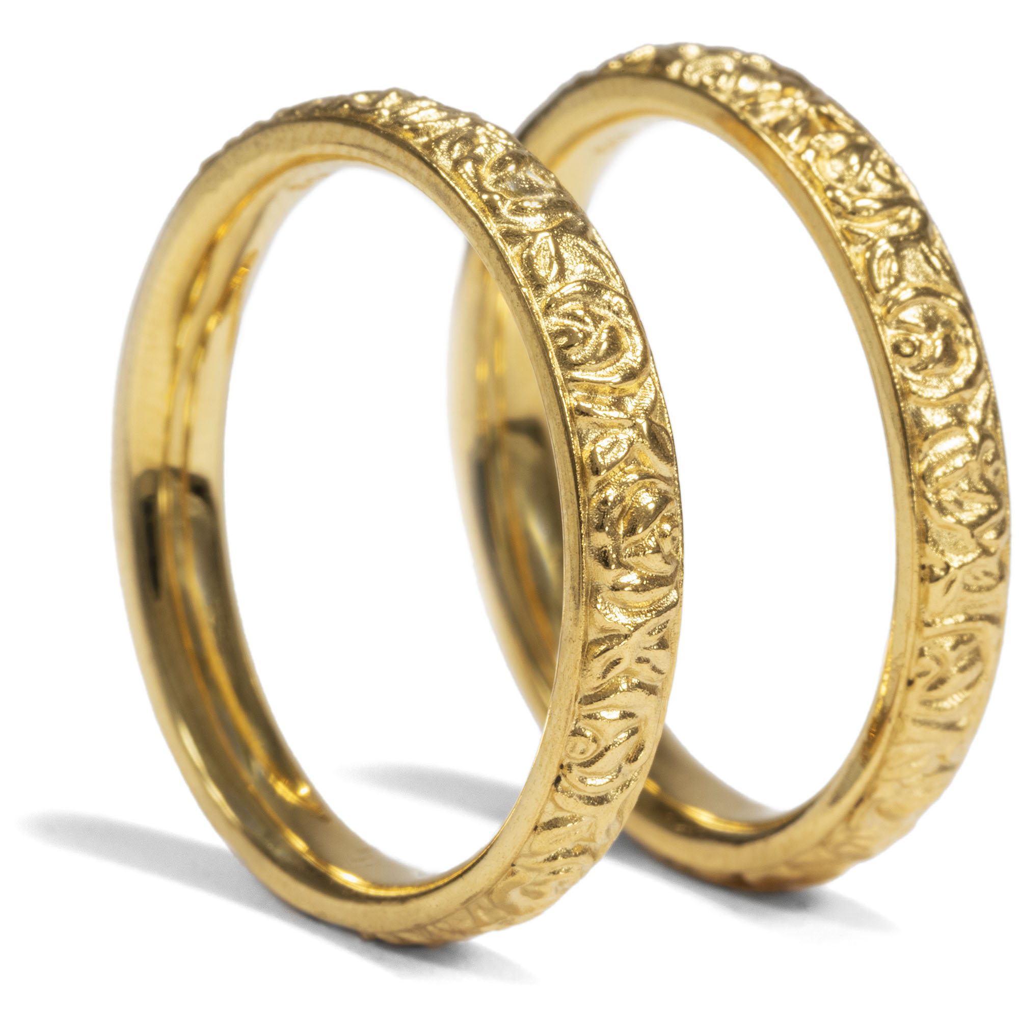 Wide 900/000 Yellow Gold Wedding Rings From Our Workshop