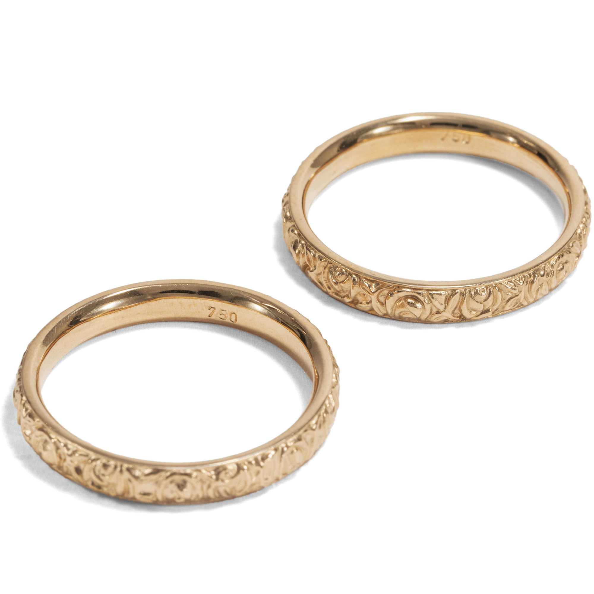 Medium-Width High Carat Rose Gold Wedding Rings From Our Workshop Medium-Width High Carat Rose Gold Wedding Rings From Our Workshop