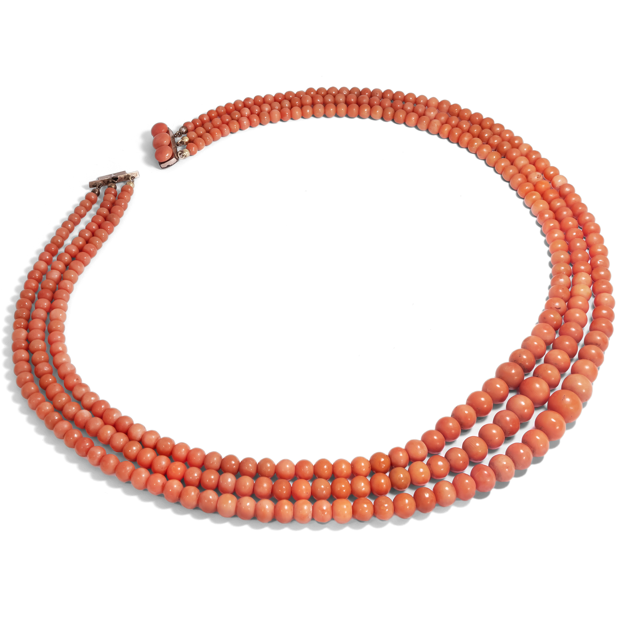 Italian 1960 Double Strand Roots Coral Necklace Mount In Yellow Gold –  Treasure Fine Jewelry