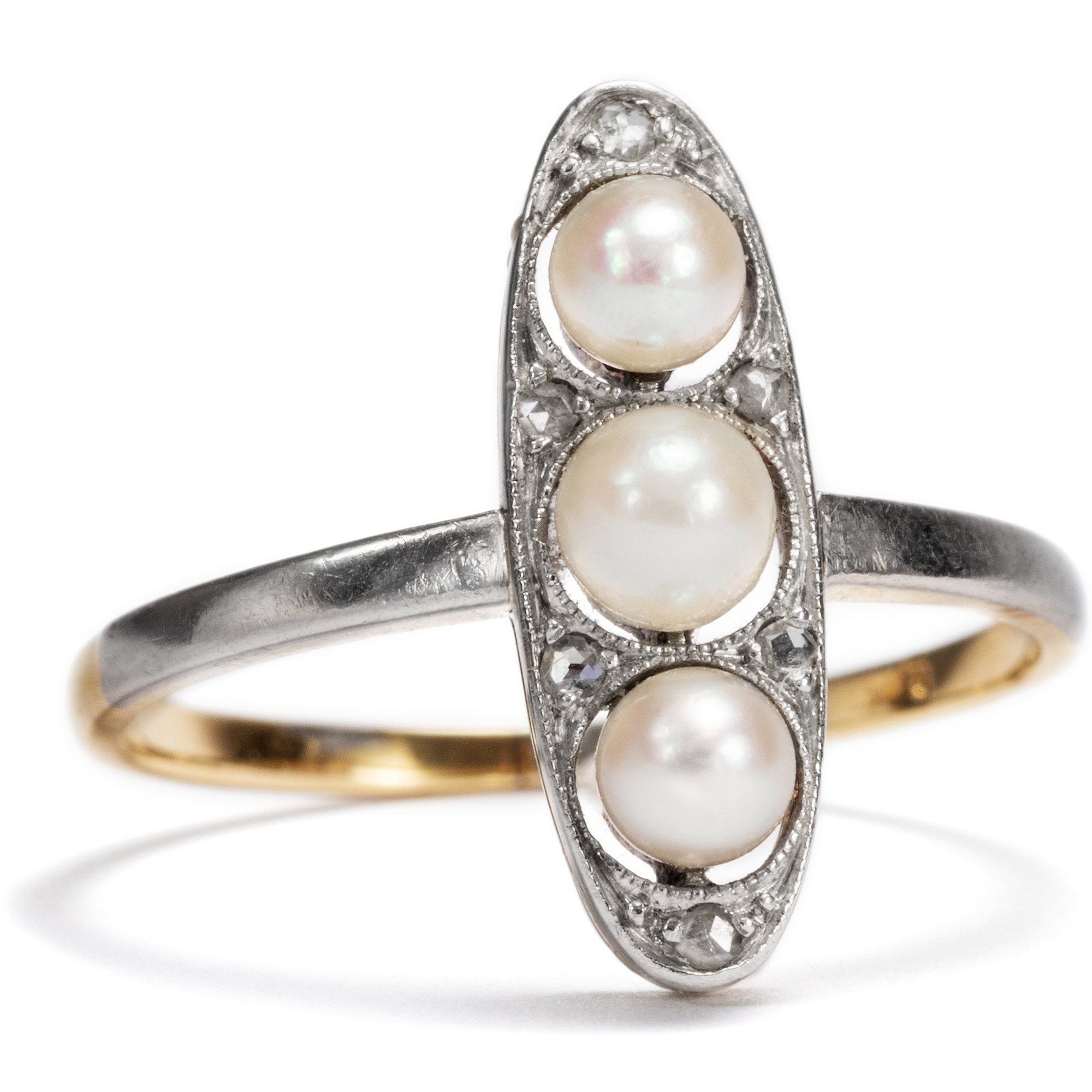 Antique Marquise Ring With Pearls & Diamonds, Germany ca. 1910