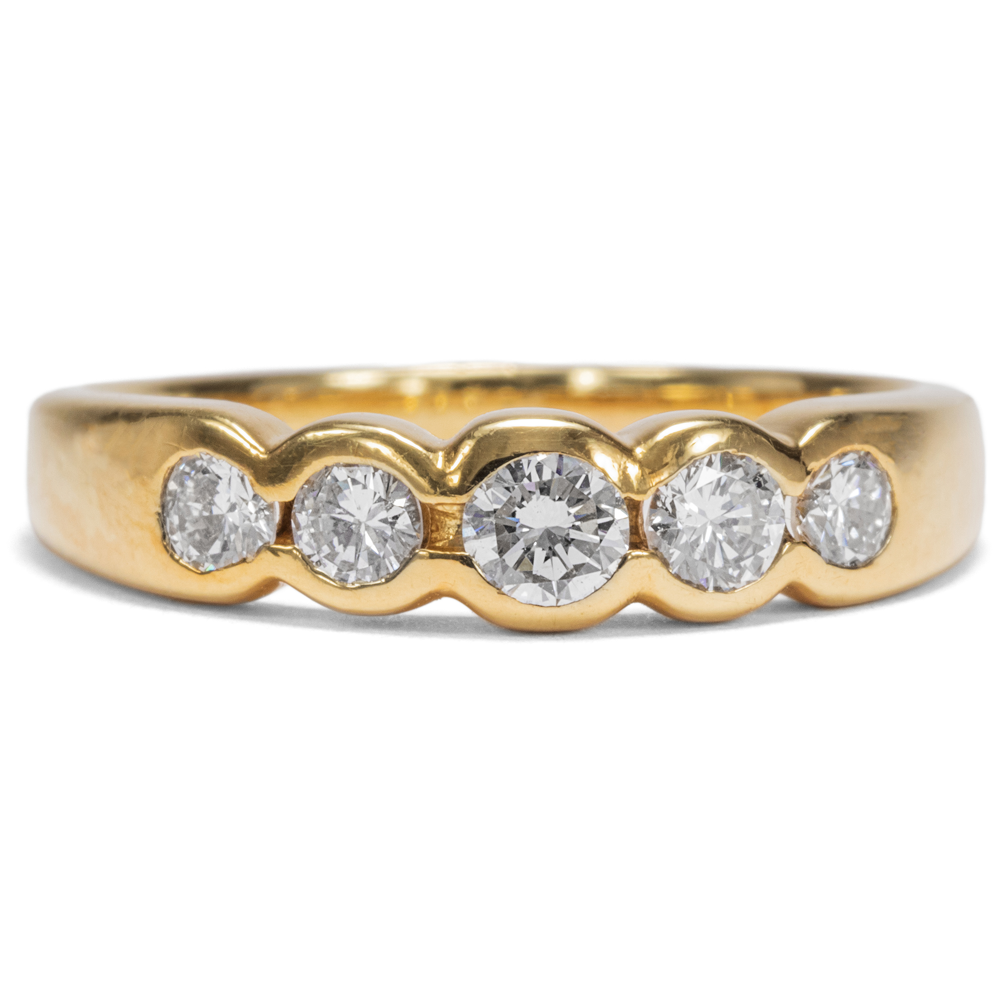 Fünf funkelnde Diamanten in feinem vintage Goldring, Deutschland um 1995 Fünf funkelnde Diamanten in feinem vintage Goldring, Deutschland um 1995