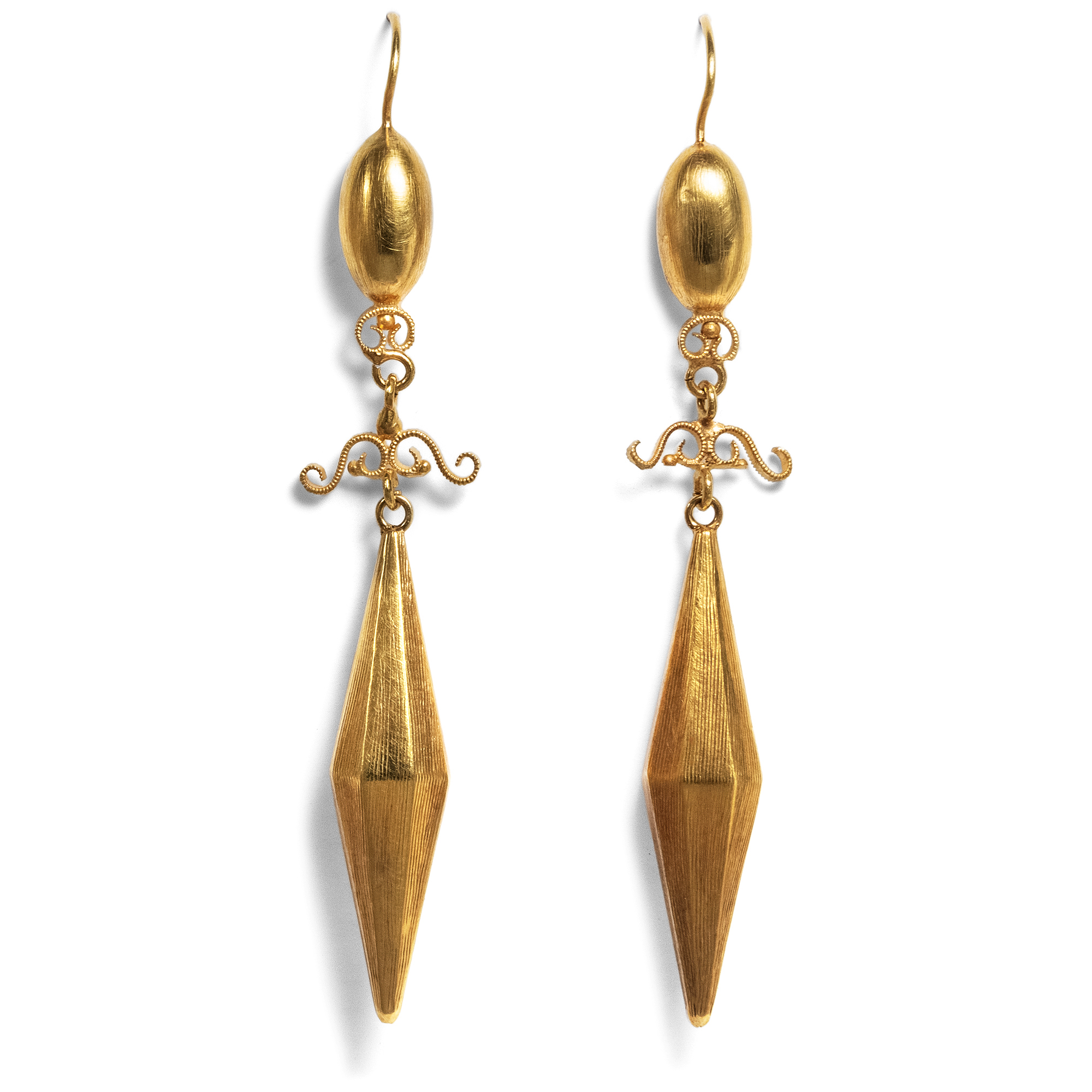 Long Victorian Gold Earrings, Great Britain ca. 1875