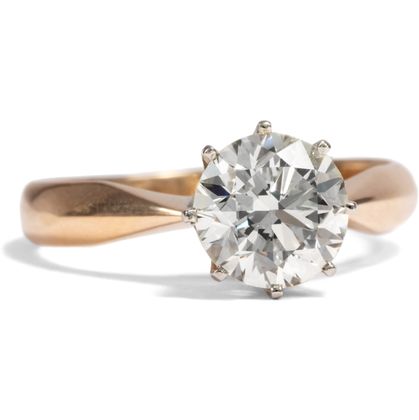 Eleganter 1,81 ct Diamant Solitär in Roségold, Deutschland um 1930 Eleganter 1,81 ct Diamant Solitär in Roségold, Deutschland um 1930