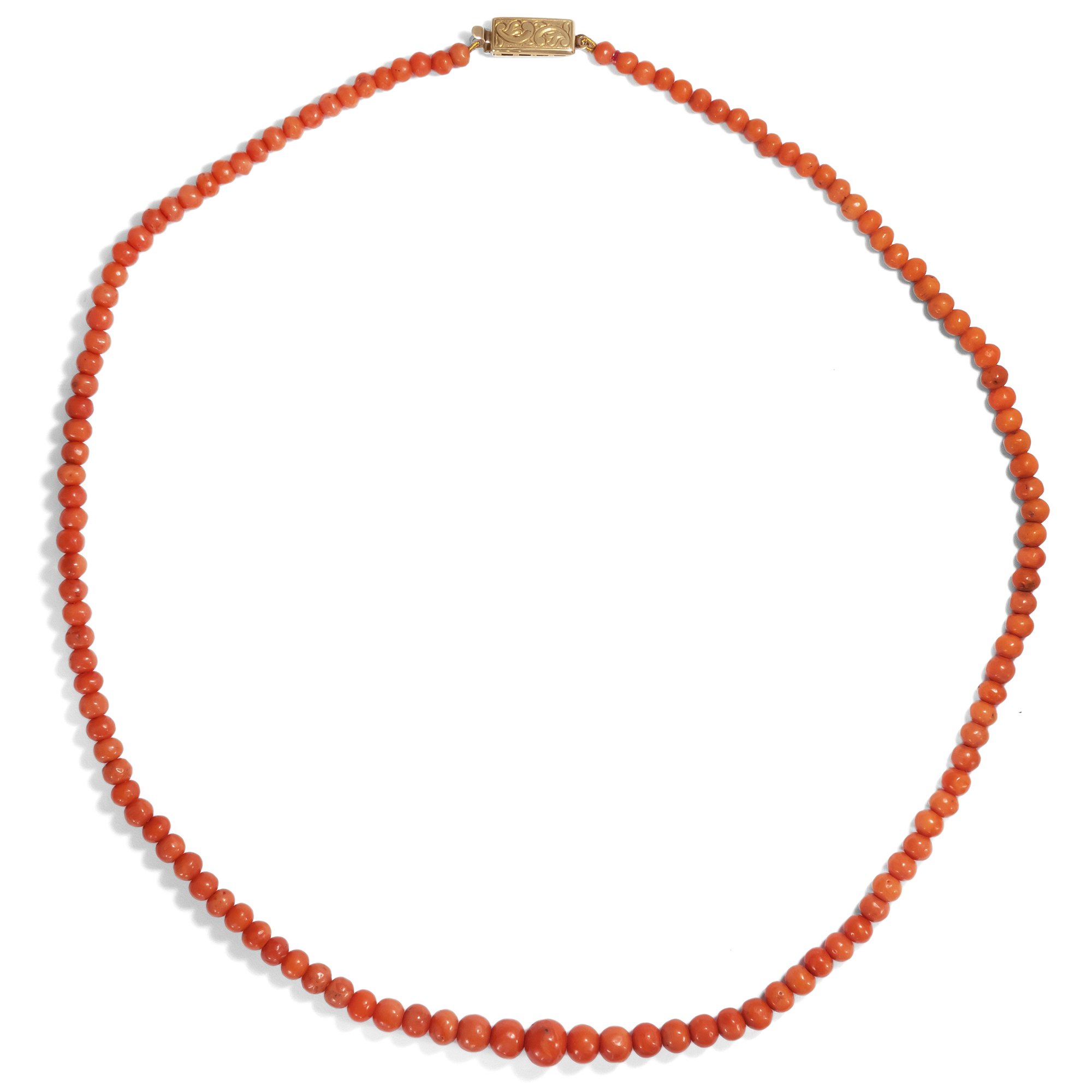 Necklace From Antique Mediterranean Coral Graduated, Around 1900 & Later