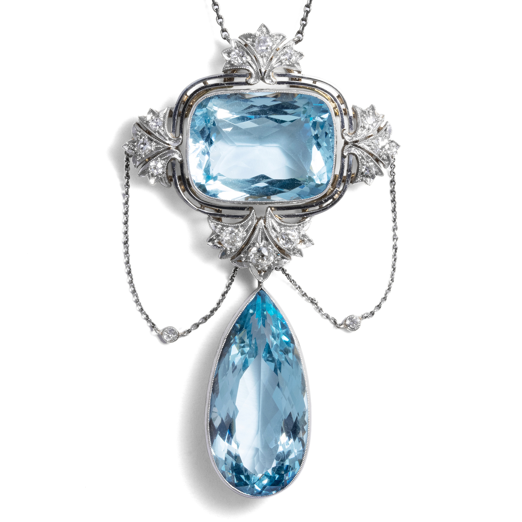 Exquisite Necklace with Aquamarines & Diamonds, Jan Rechner, Prague ca. 1925