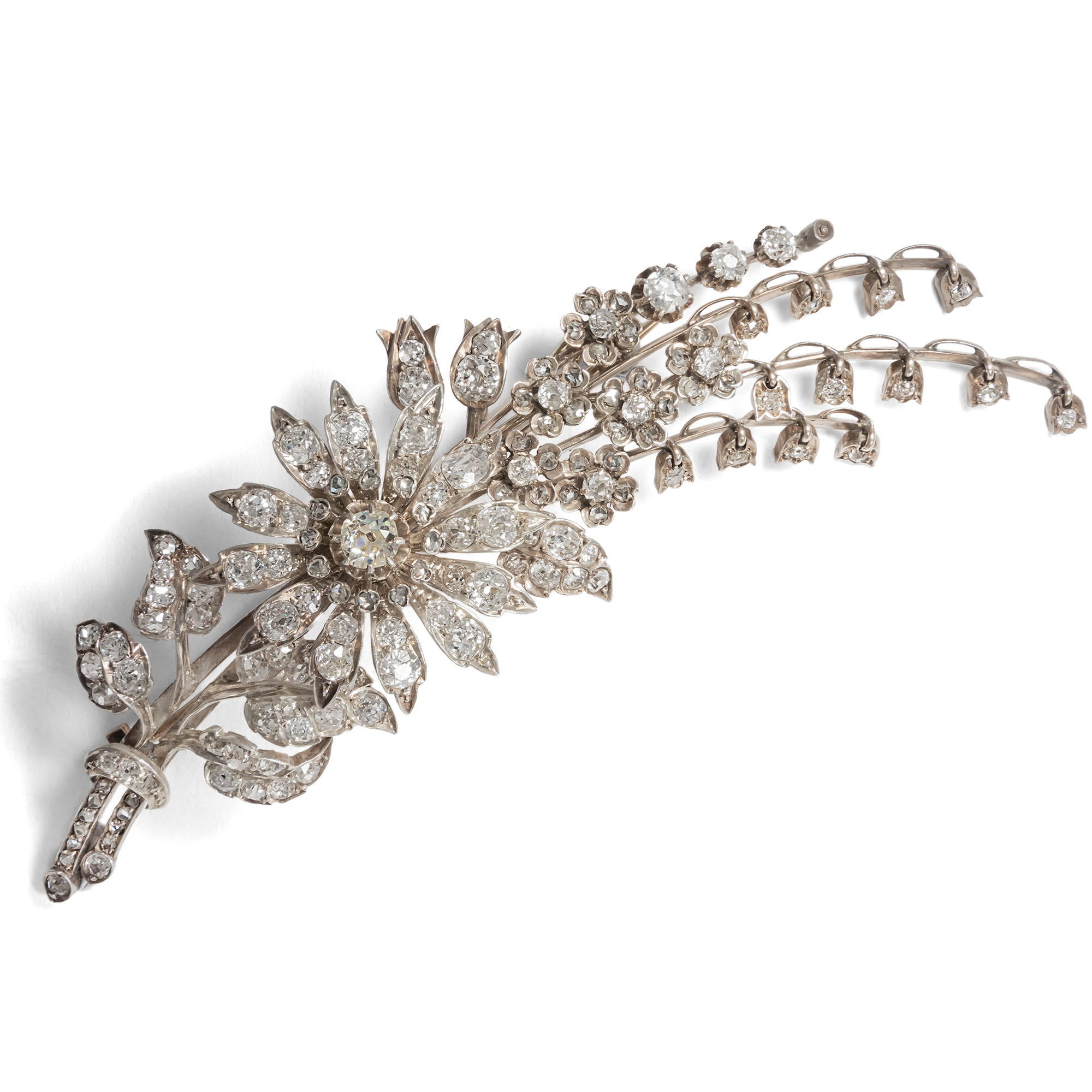 Large Diamond Brooch in the Shape of a Floral Bouquet, ca. 1880