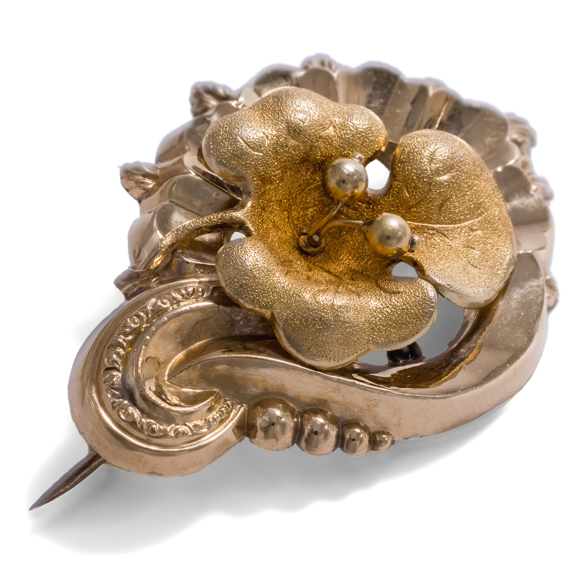 Large Foam Gold Brooch Of The Biedermeier Period, Around 1845