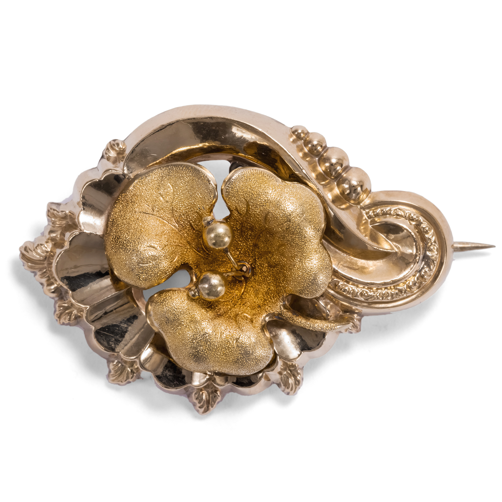 Large Foam Gold Brooch Of The Biedermeier Period, Around 1845