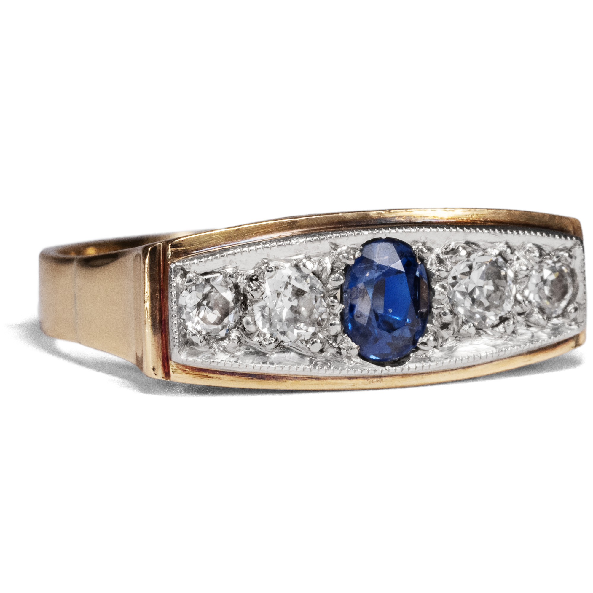 Elegant Retro Style Sapphire & Diamond Ring, ca. 1935