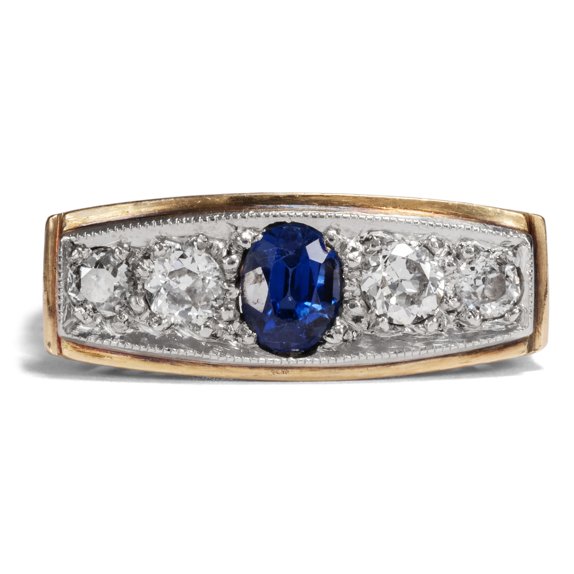 Elegant Retro Style Sapphire & Diamond Ring, ca. 1935