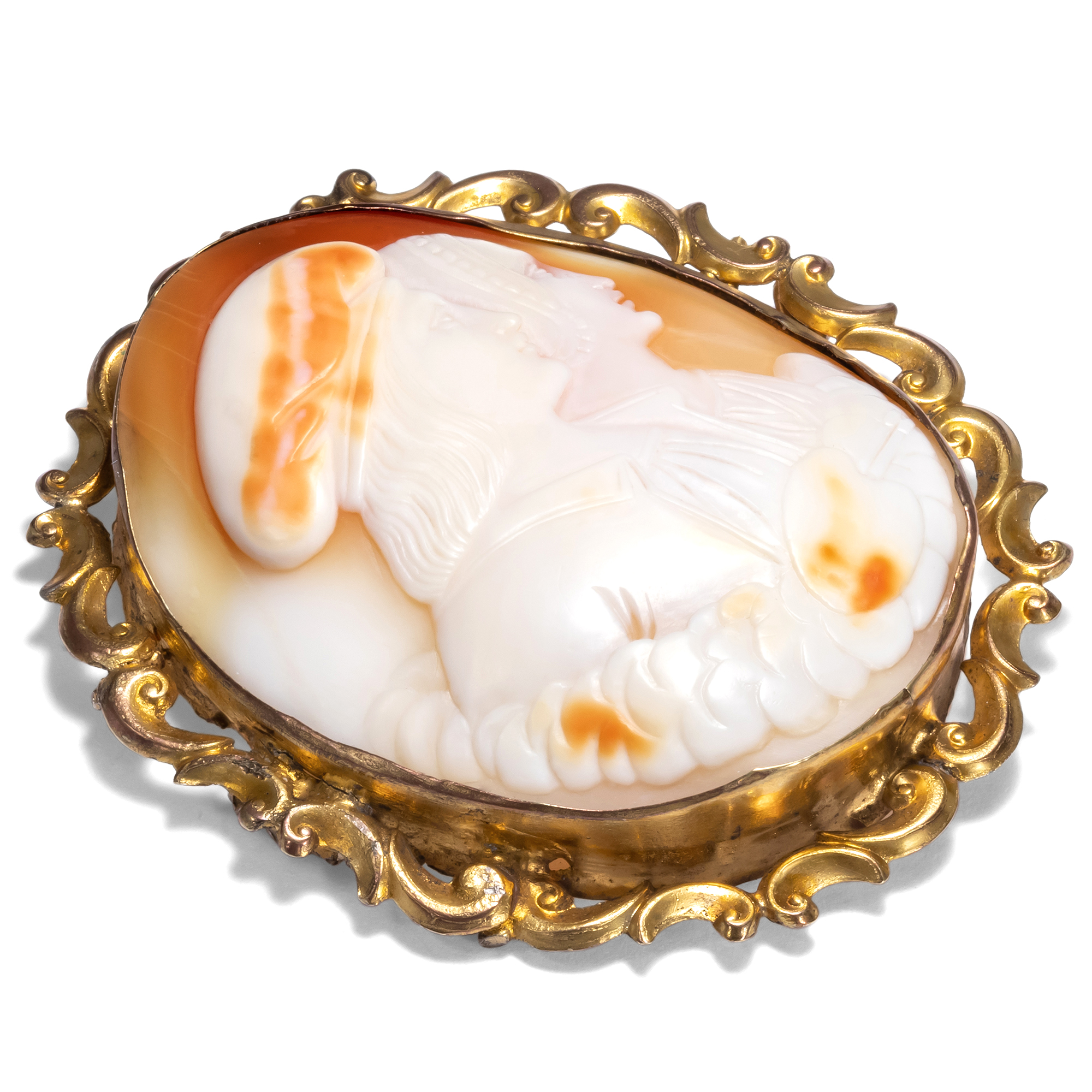 Italian Shell Cameo Of Raphael As Brooch, Around 1850