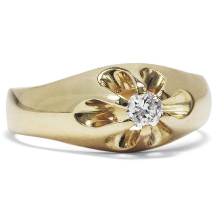 Stilvoller vintage Ring mit Brillant in Gold, um 1950 Stilvoller vintage Ring mit Brillant in Gold, um 1950
