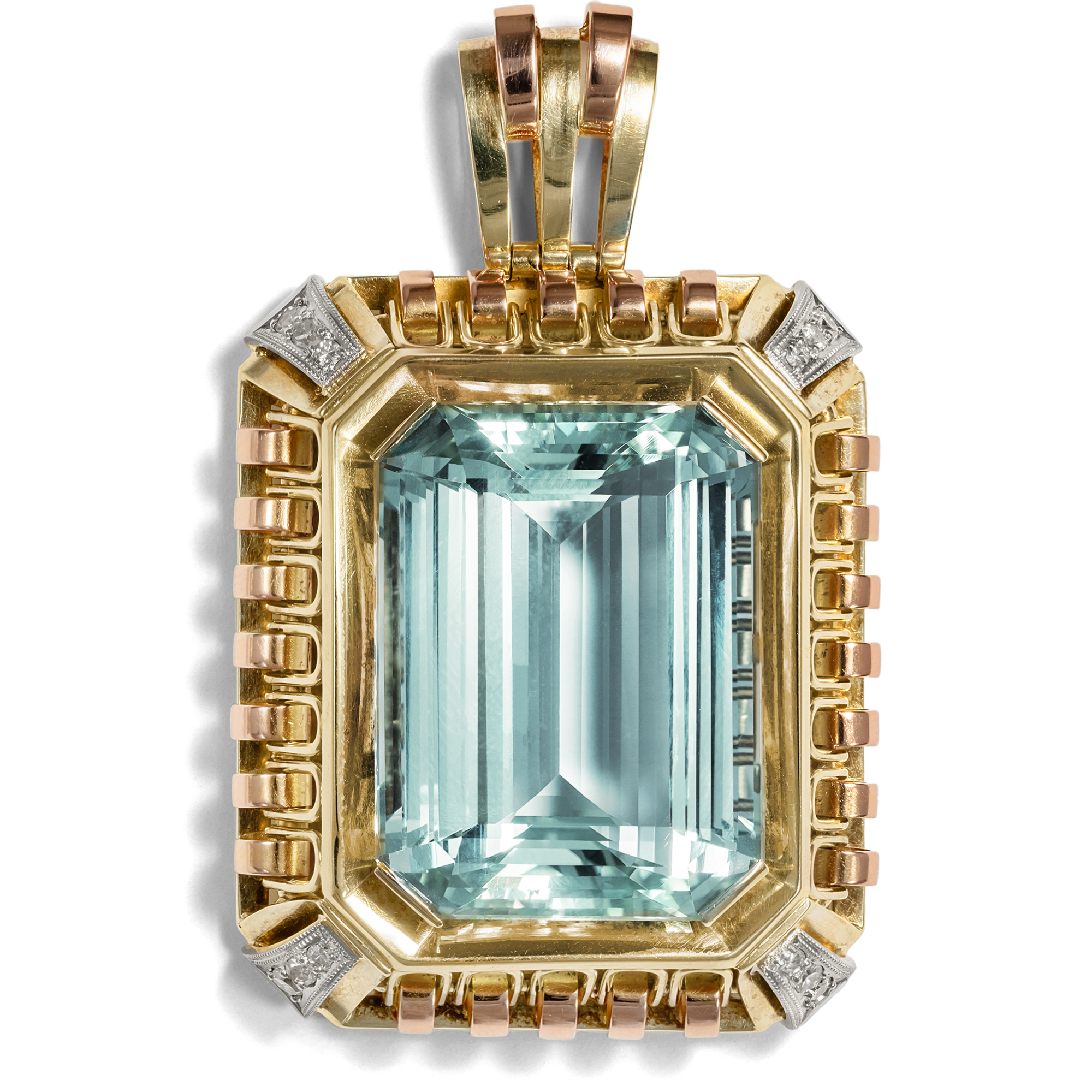 Large Retro Style Aquamarine Pendant, c. 1930s