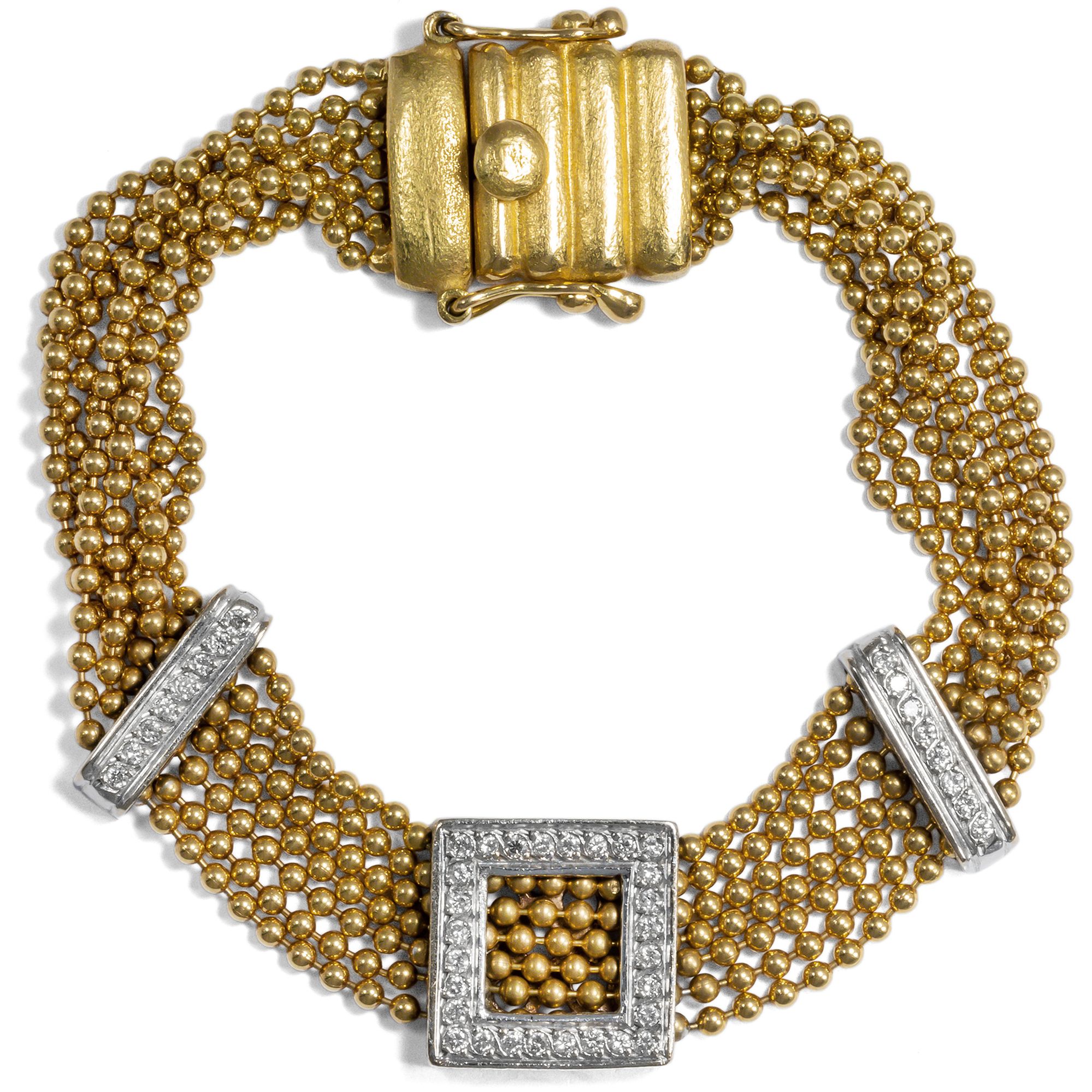 Vintage Yellow And White Gold Bracelet With 0.74 Ct Diamonds, Circa 1985