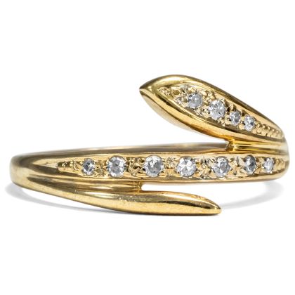Zarter vintage Schlangenring aus Gold & Diamanten, um 1990 Zarter vintage Schlangenring aus Gold & Diamanten, um 1990