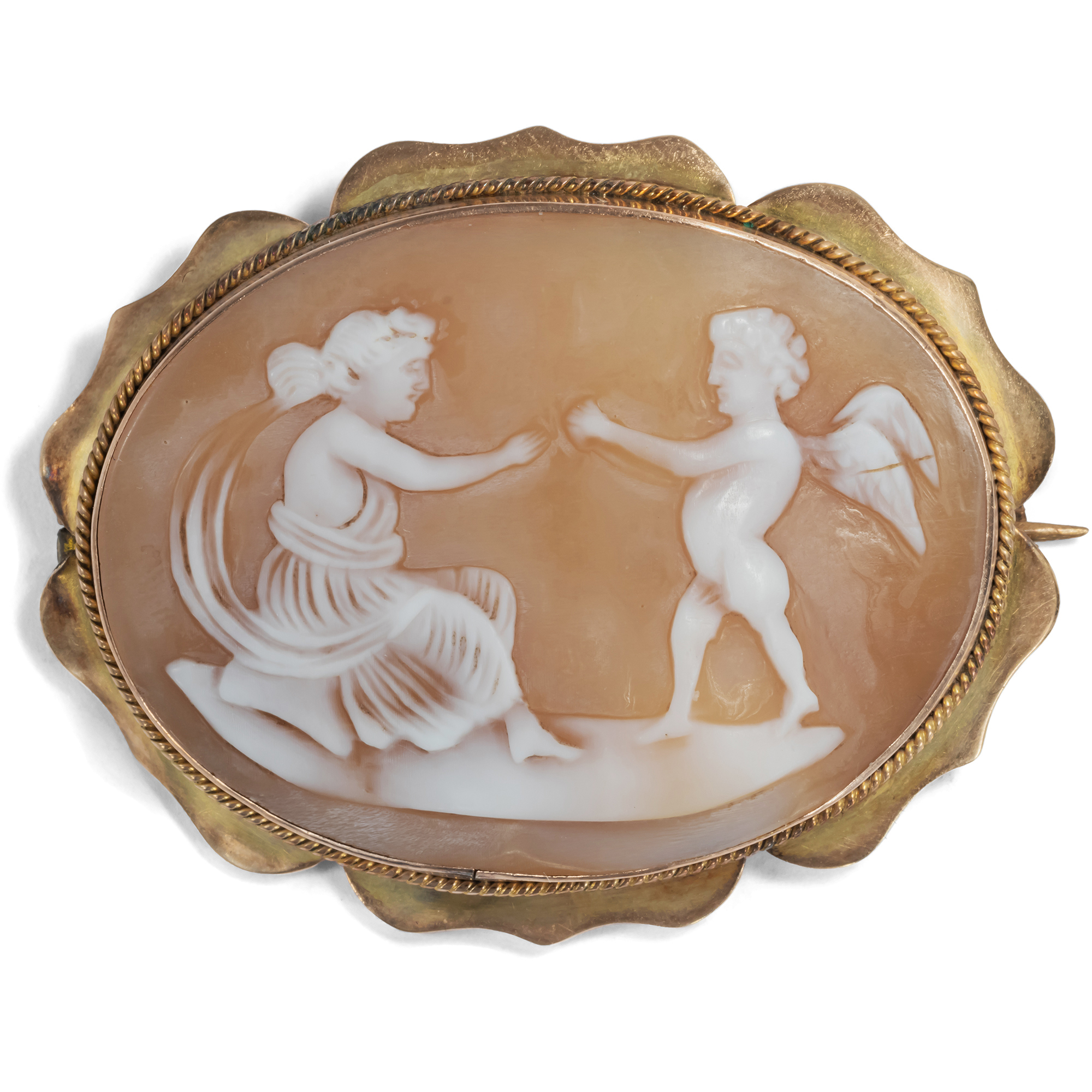 Victorian, Gold Set Shell Cameo Brooch, England ca. 1860