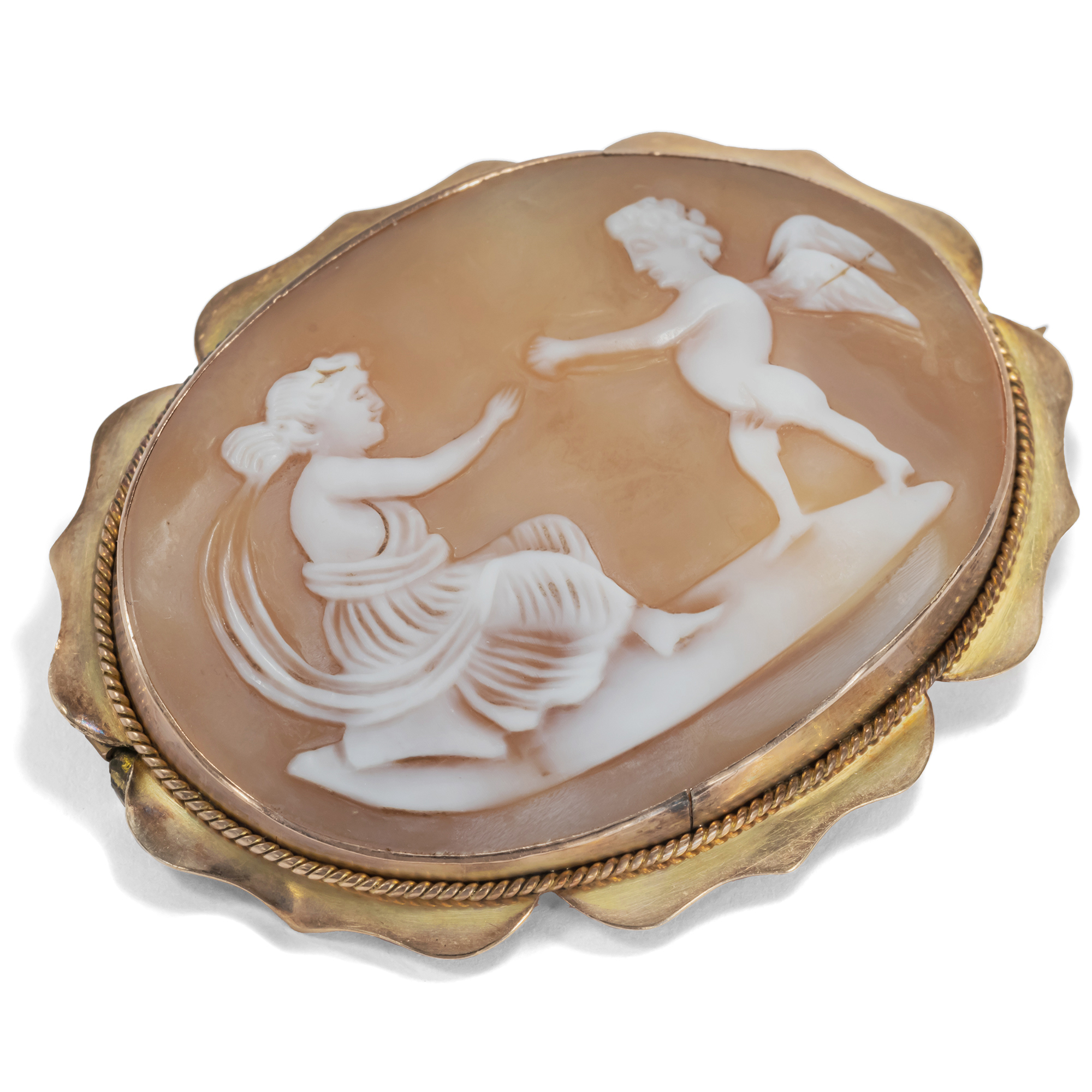 Victorian, Gold Set Shell Cameo Brooch, England ca. 1860