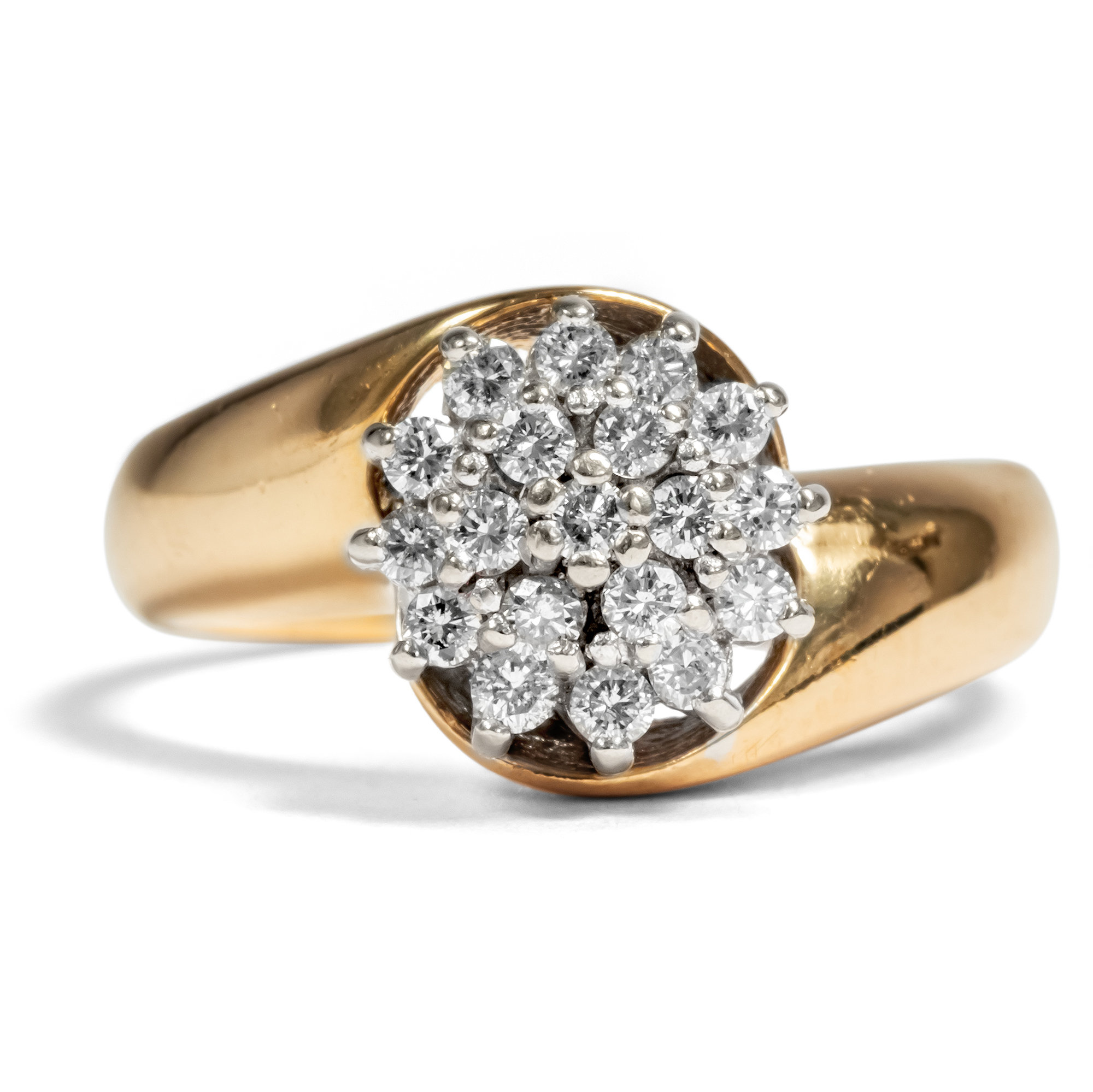 Schwungvoller vintage Ring mit Diamanten in Gold, um 1990 Schwungvoller vintage Ring mit Diamanten in Gold, um 1990