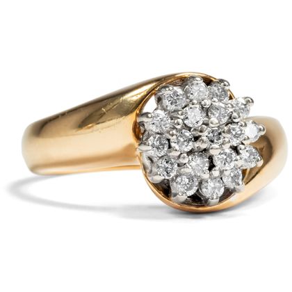 Schwungvoller vintage Ring mit Diamanten in Gold, um 1990 Schwungvoller vintage Ring mit Diamanten in Gold, um 1990