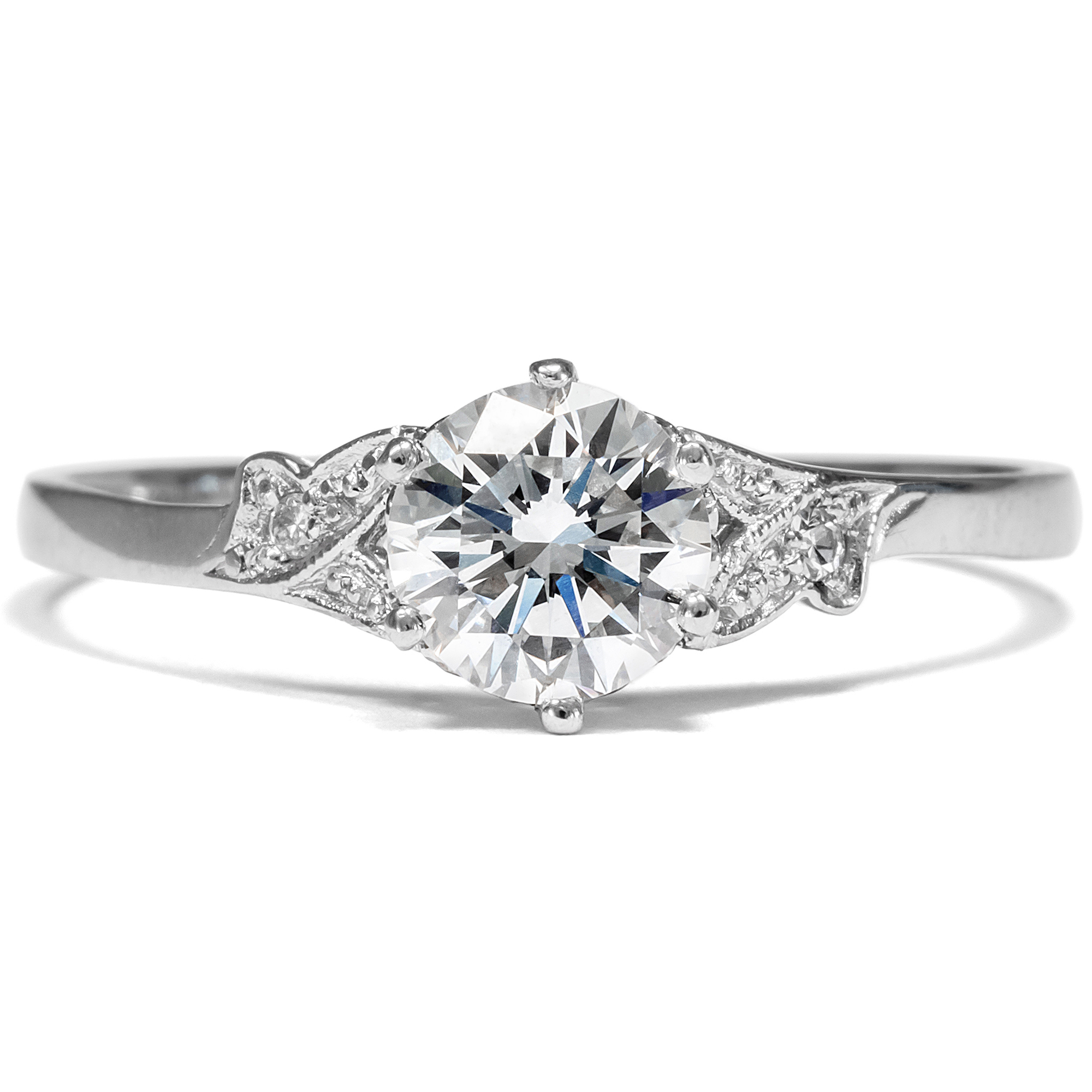 Luxurious Platinum Ring from our Workshop with Vintage 0.82 ct Diamond (F, vvsi)