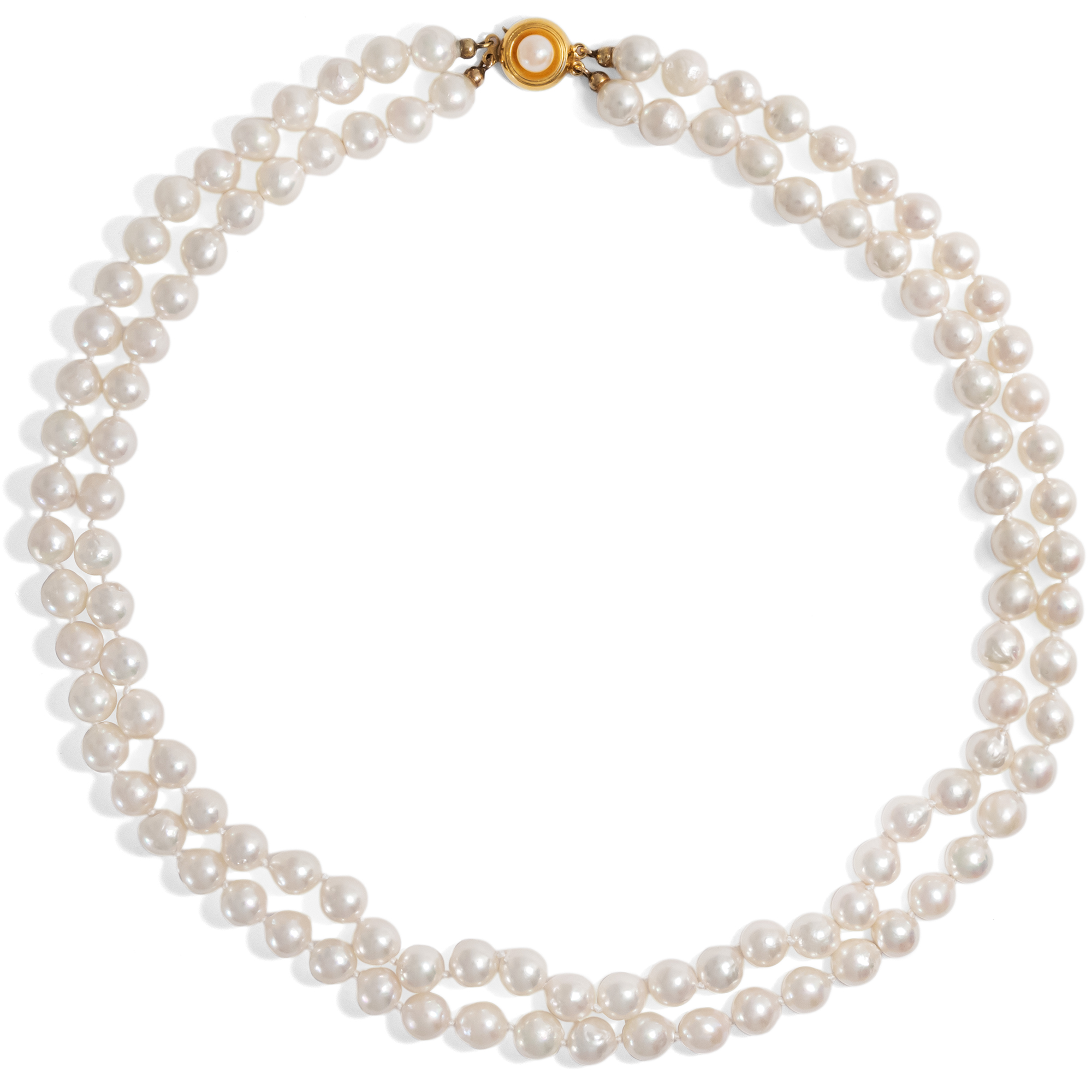 Vintage Cultured Pearl Necklace With Gold Clasp, c. 1965