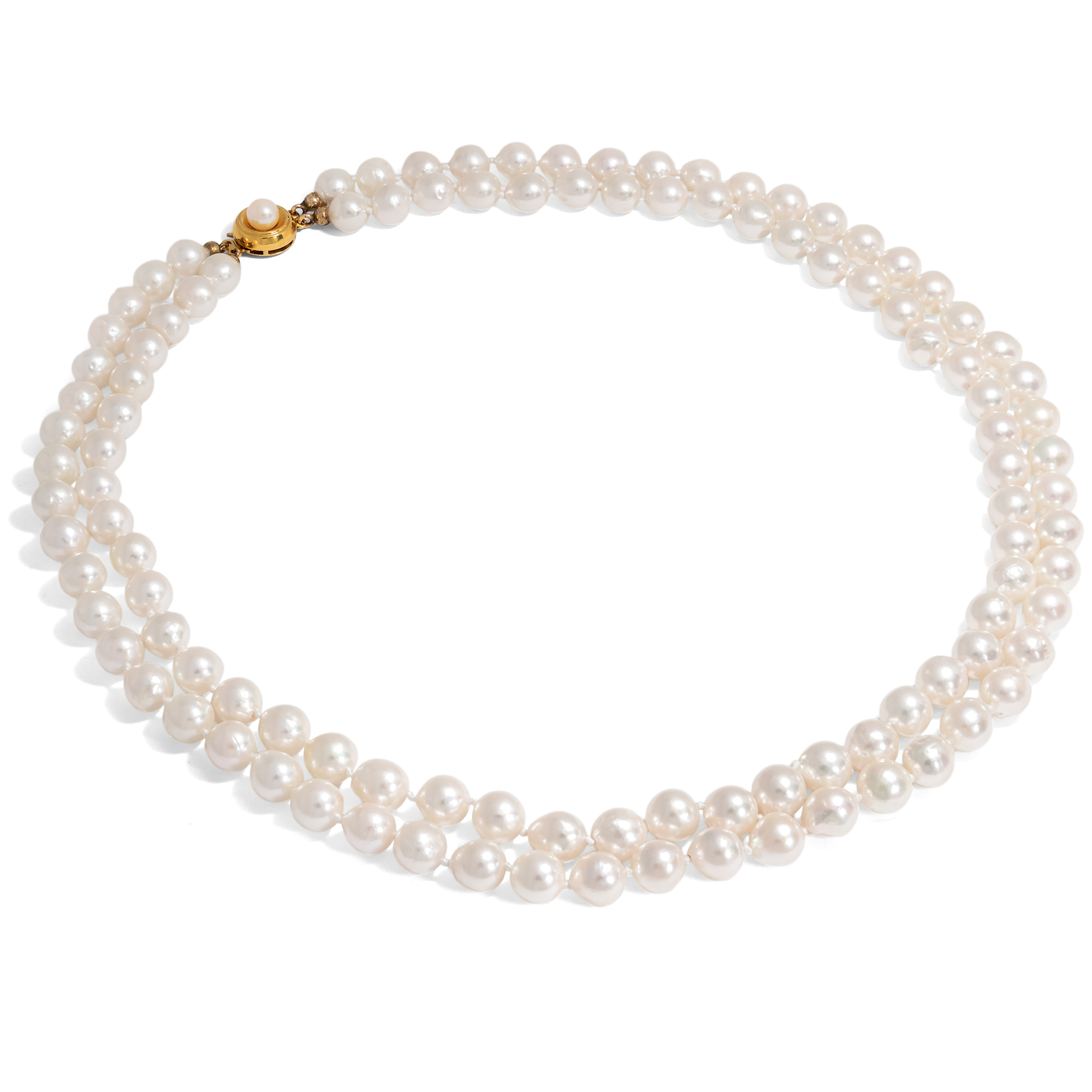 Vintage Cultured Pearl Necklace With Gold Clasp, c. 1965