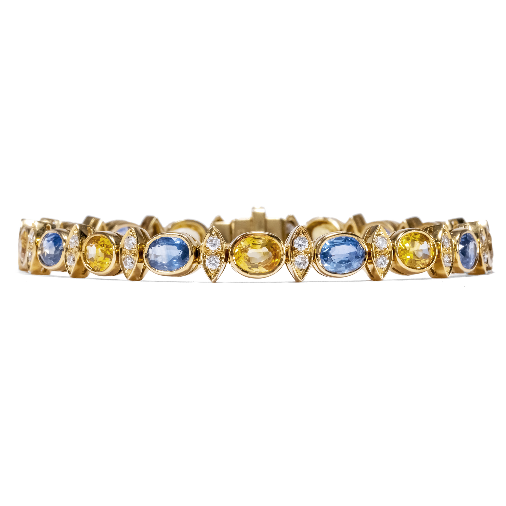 Vintage Gold Bracelet With Yellow & Blue Sapphires, ca. 1990