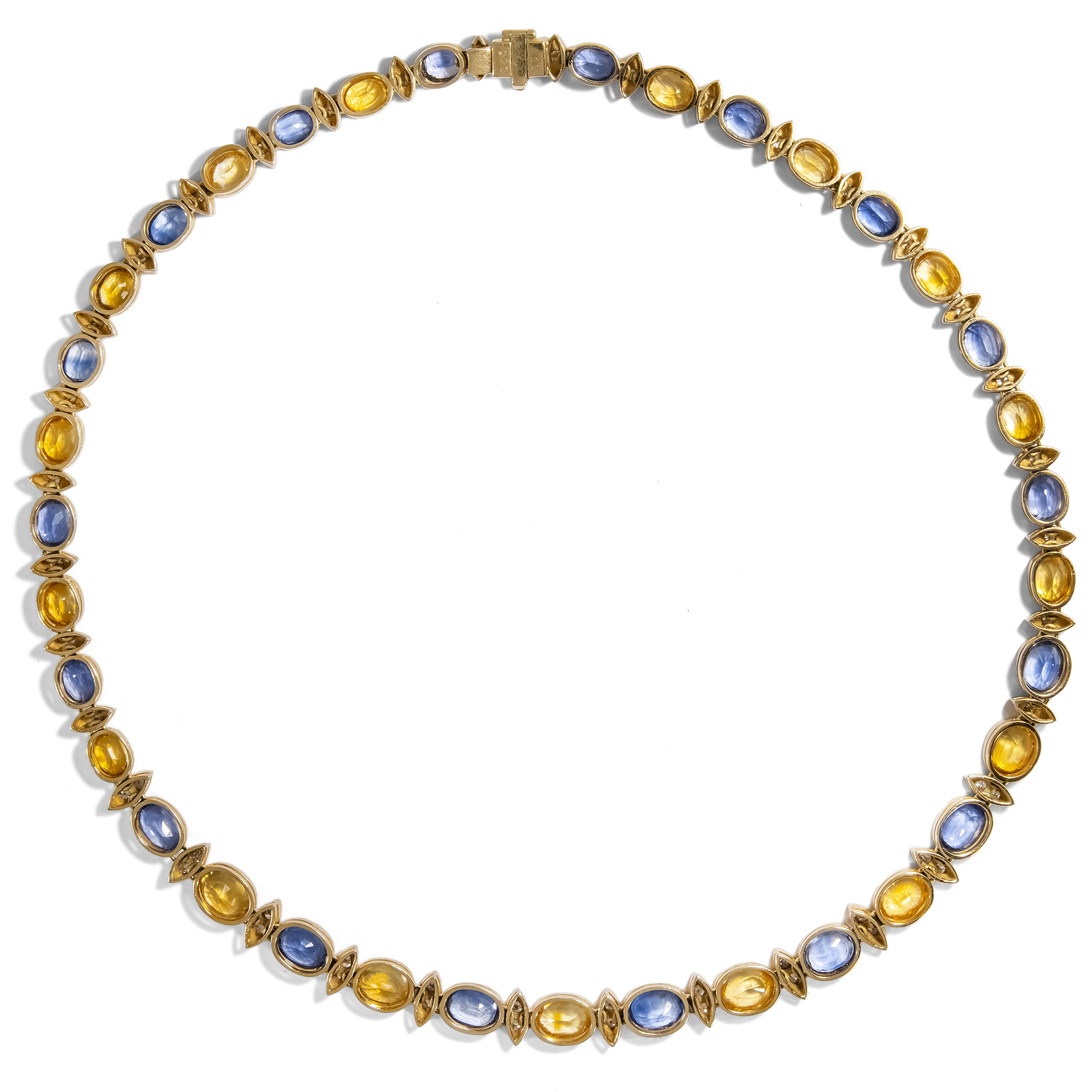 Blond was the Wheat of Ukraine • Luxurious Gold Necklace with Yellow and  Blue Sapphires, Germany circa 1990 • Hofer Antikschmuck