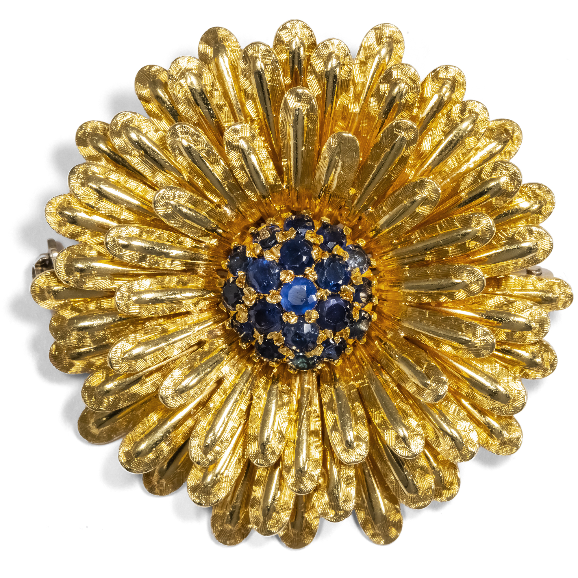 Glamorous Vintage Gold & Sapphire Brooch, Italy circa 1960