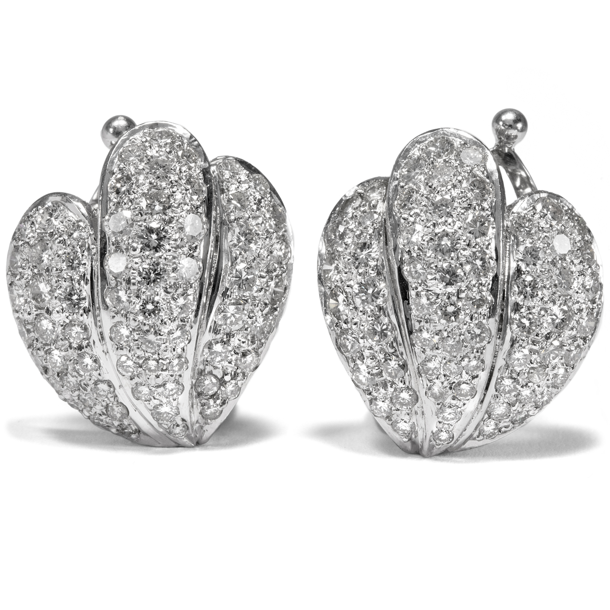 Vintage Stud Earrings with Diamonds Set in White Gold, ca. 2000