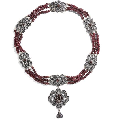 Vintage Collier aus Silber & Granat von Bartel & Sohn, Augsburg um 1970 Vintage Collier aus Silber & Granat von Bartel & Sohn, Augsburg um 1970