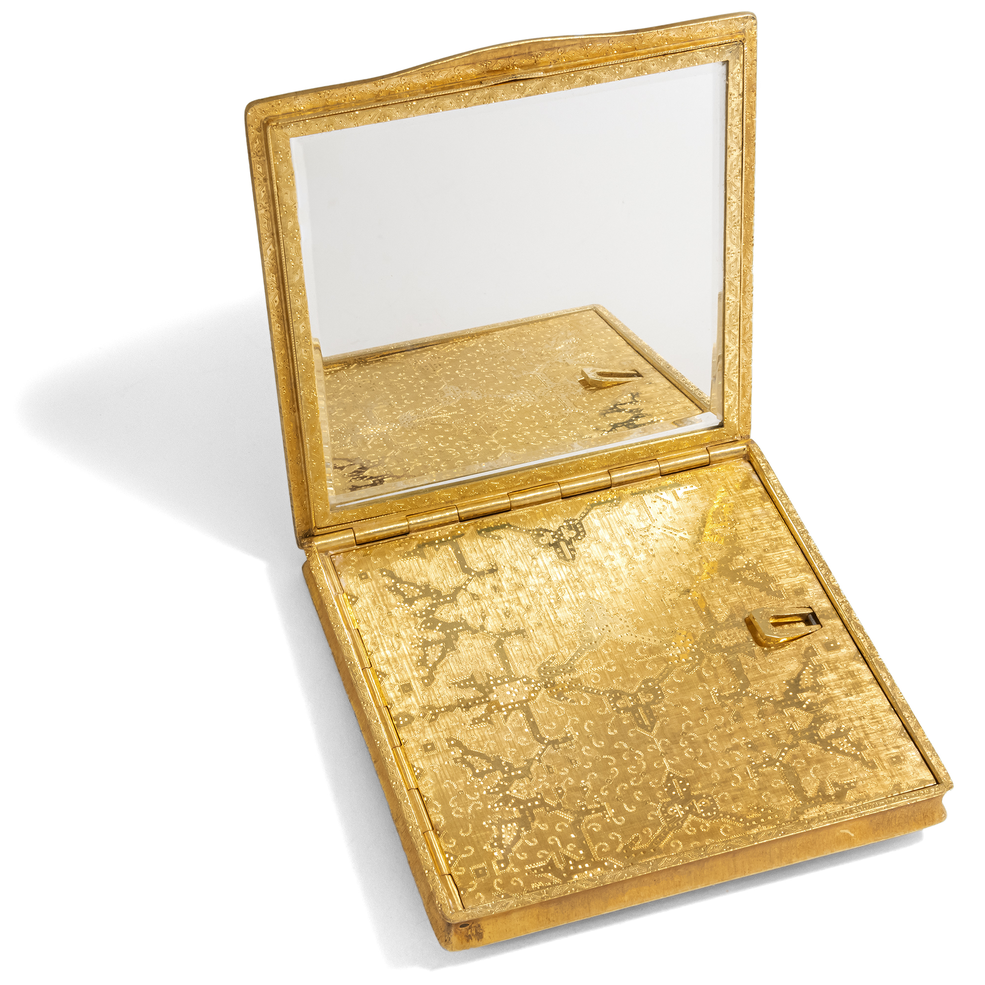 Luxurious Powder Compact made of Gold & Diamonds, Milan ca. 1950