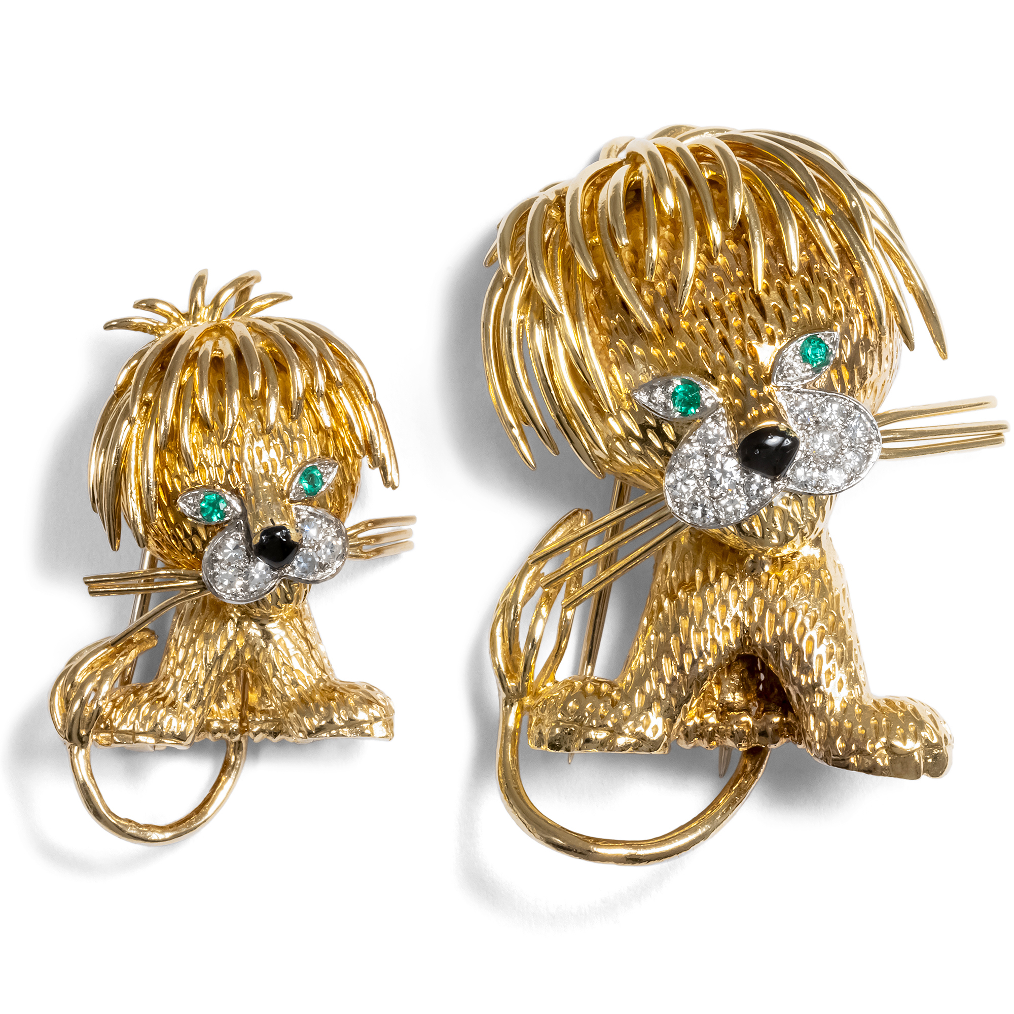 Vintage „Lion Ébouriffé“ von Van Cleef & Arpels in zwei Größen, Paris 1962/63 Vintage „Lion Ébouriffé“ von Van Cleef & Arpels in zwei Größen, Paris 1962/63