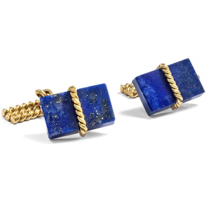 Stilvolle vintage Manschettenknöpfe aus Gold & Lapislazuli, Mailand um 1960 Stilvolle vintage Manschettenknöpfe aus Gold & Lapislazuli, Mailand um 1960
