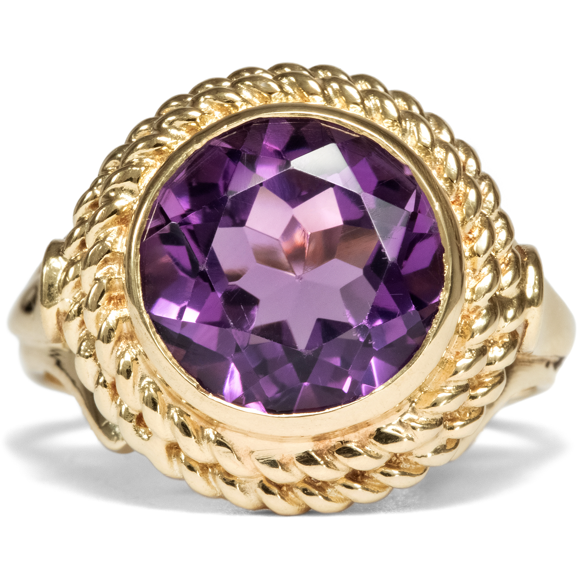 Farbenfroher vintage Ring mit Amethyst in Gold, um 1980 Farbenfroher vintage Ring mit Amethyst in Gold, um 1980
