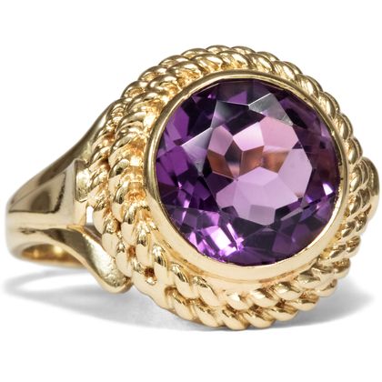 Farbenfroher vintage Ring mit Amethyst in Gold, um 1980 Farbenfroher vintage Ring mit Amethyst in Gold, um 1980